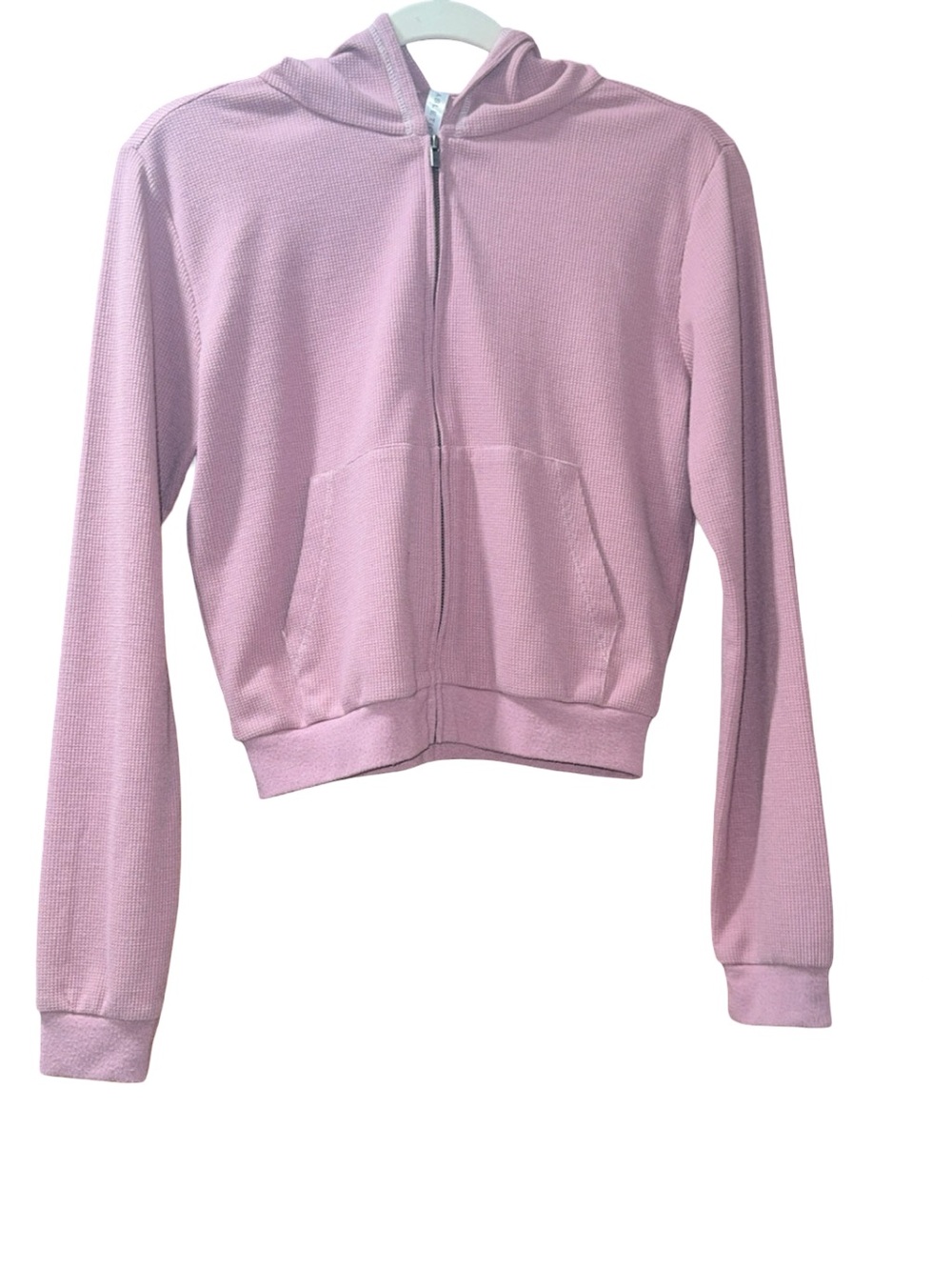 Fabletics Light Pink Waffle-Knit Zip Hoodie